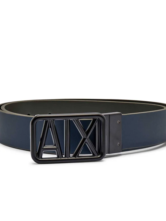 Zdjęcie produktu Armani Exchange Skórzany dwustronny pasek granatowy