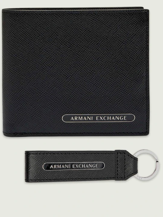 Zdjęcie produktu Armani Exchange Skórzany portfel + brelok czarny