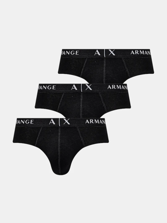 Zdjęcie produktu Armani Exchange slipy męskie bawełniane z elastanem 3-pack czarny