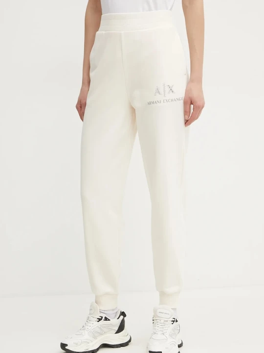 Zdjęcie produktu Armani Exchange spodnie dresowe bawełniane beżowy