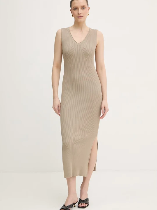 Zdjęcie produktu Armani Exchange sukienka bodycon z wiskozy beżowy
