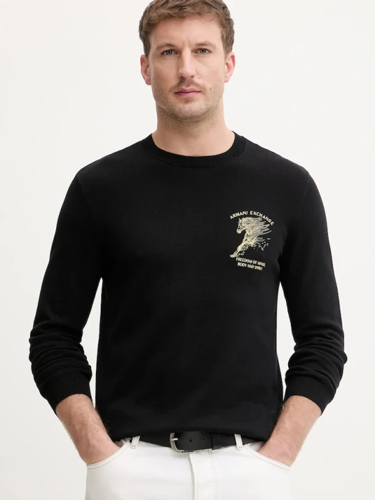 Zdjęcie produktu Armani Exchange sweter bawełniany czarny