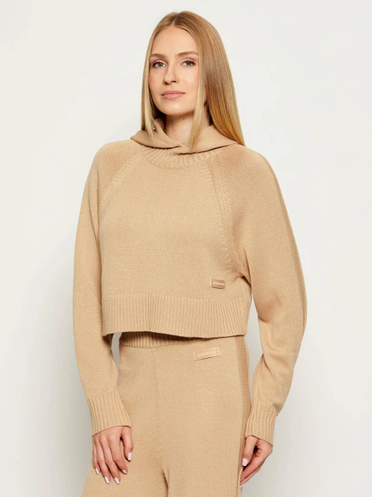 Zdjęcie produktu Armani Exchange Sweter | Cropped Fit | z dodatkiem wełny beżowy