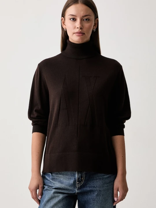 Zdjęcie produktu Armani Exchange sweter damski wełniany brązowy