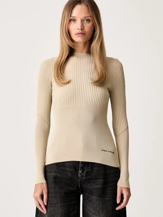 Zdjęcie produktu Armani Exchange sweter damski z wiskozą beżowy