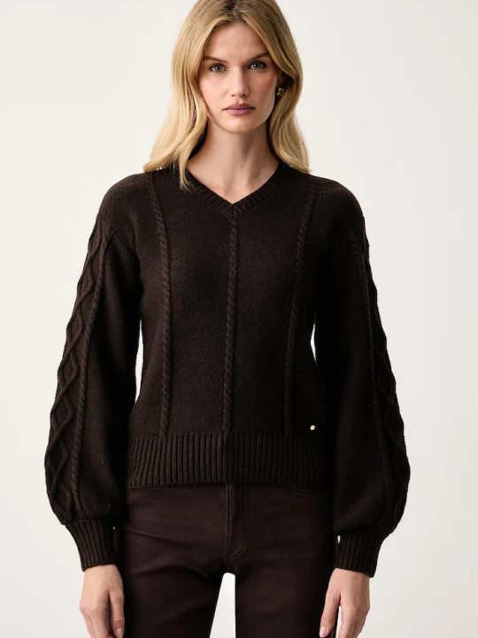 Zdjęcie produktu Armani Exchange sweter lounge damski z dodatkiem wełny brązowy