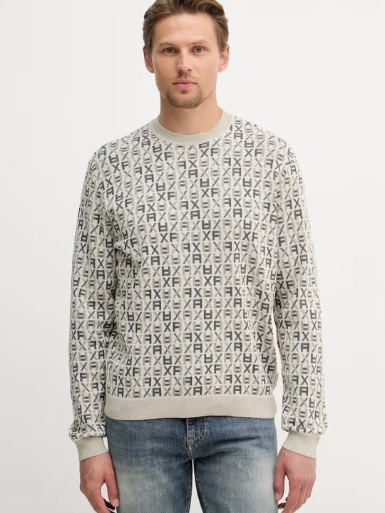 Zdjęcie produktu Armani Exchange sweter męski bawełniany beżowy