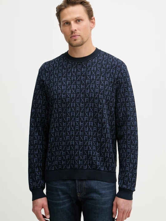 Zdjęcie produktu Armani Exchange sweter męski bawełniany granatowy