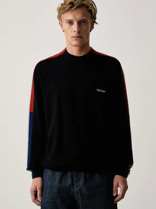 Zdjęcie produktu Armani Exchange sweter męski bawełniany granatowy