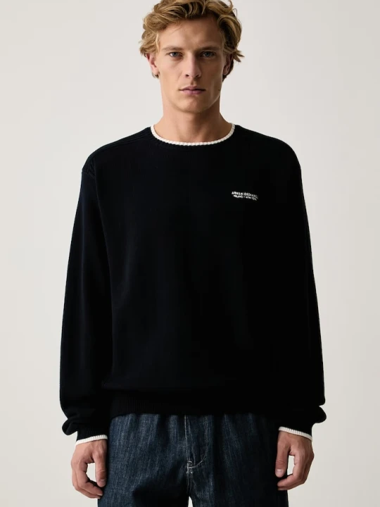 Zdjęcie produktu Armani Exchange sweter męski z bawełną granatowy