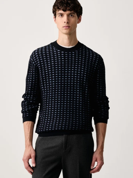 Zdjęcie produktu Armani Exchange sweter męski z wełną granatowy