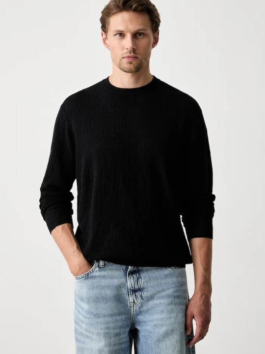 Zdjęcie produktu Armani Exchange sweter męski z wiskozą granatowy
