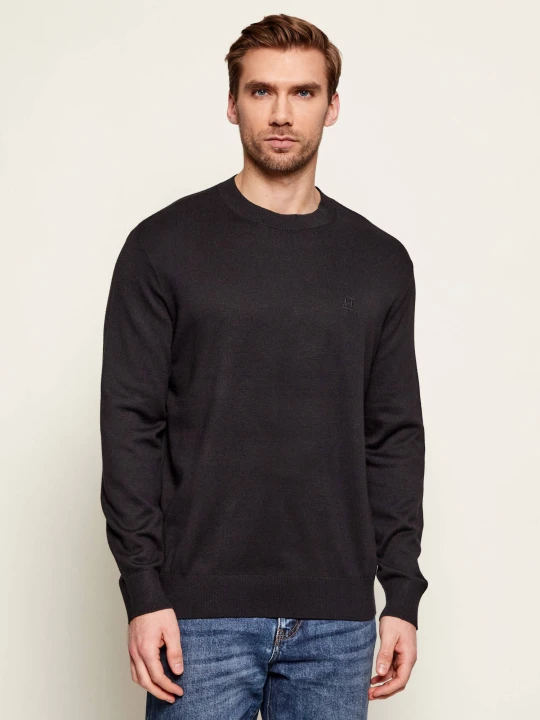 Zdjęcie produktu Armani Exchange Sweter | Regular Fit | z dodatkiem jedwabiu czarny