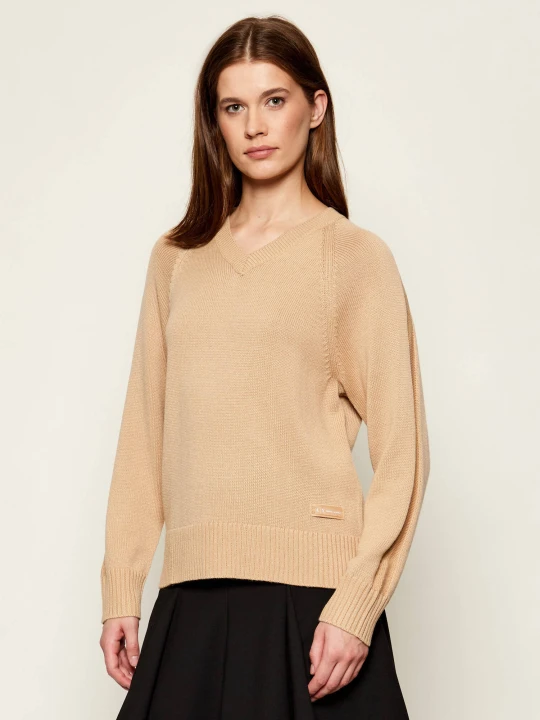 Zdjęcie produktu Armani Exchange Sweter | Regular Fit | z dodatkiem wełny beżowy