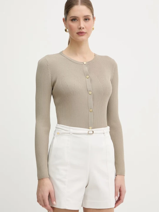 Zdjęcie produktu Armani Exchange sweter rozpinany damski z wiskozy beżowy