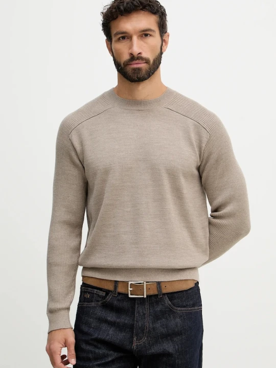 Zdjęcie produktu Armani Exchange sweter z dodatkiem wełny beżowy