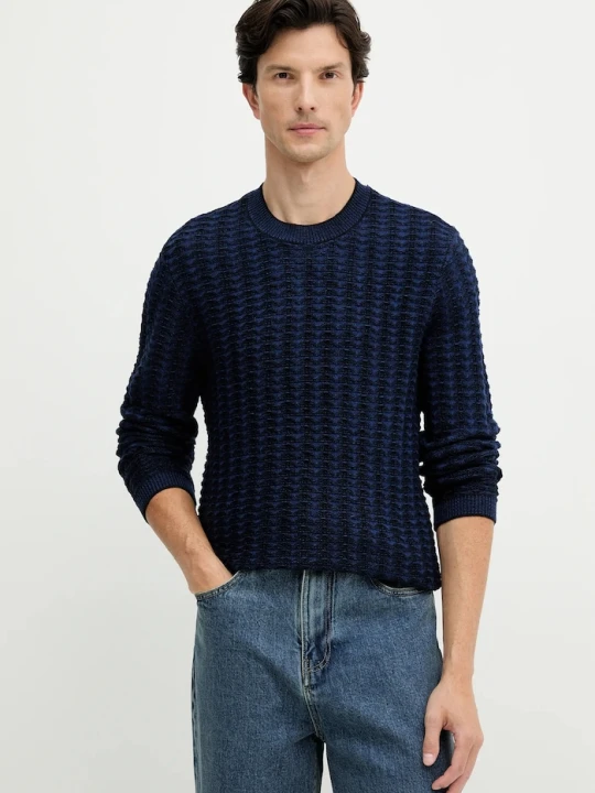 Zdjęcie produktu Armani Exchange sweter z dodatkiem wełny granatowy