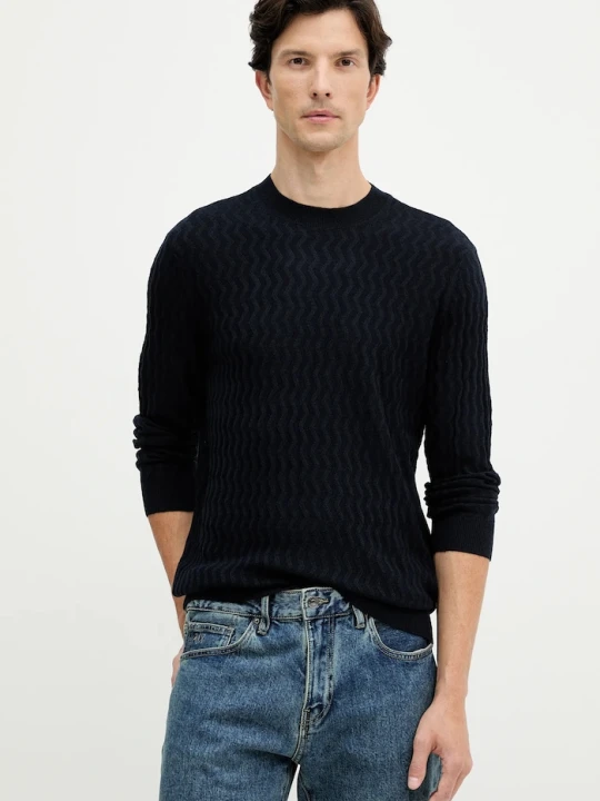 Zdjęcie produktu Armani Exchange sweter z dodatkiem wełny granatowy