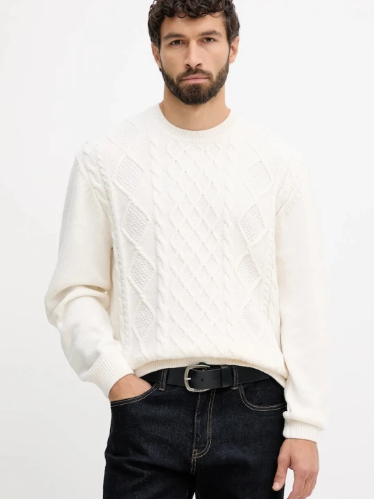 Zdjęcie produktu Armani Exchange sweter z dodatkiem wełny beżowy