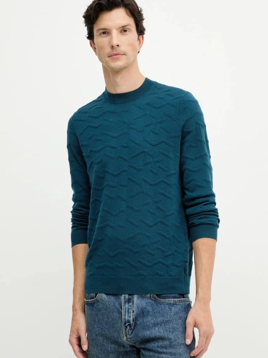 Zdjęcie produktu Armani Exchange sweter z dodatkiem wełny turkusowy