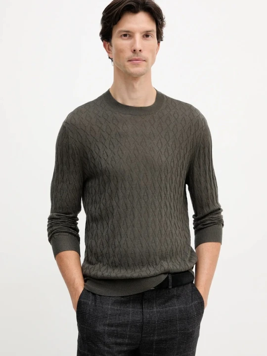 Zdjęcie produktu Armani Exchange sweter z dodatkiem wełny zielony