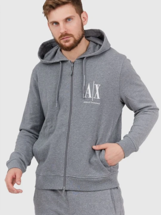 Zdjęcie produktu ARMANI EXCHANGE Szara bluza męska z kapturem na zamek, Rozmiar S