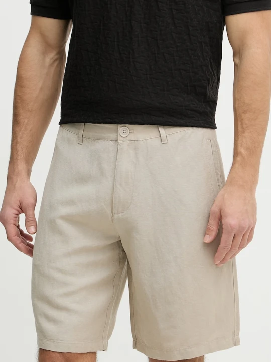 Zdjęcie produktu Armani Exchange szorty męskie z lnem beżowy