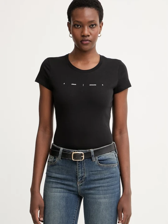 Zdjęcie produktu Armani Exchange T-shirt basic damski bawełniany czarny