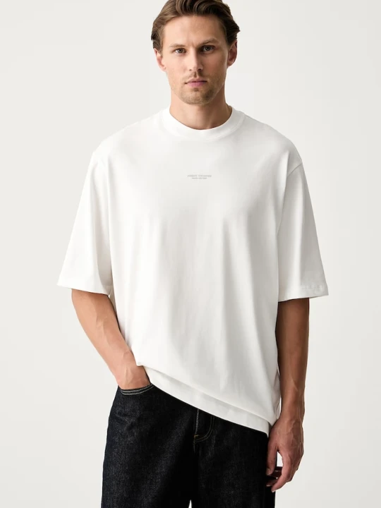 Zdjęcie produktu Armani Exchange T-shirt basic damski bawełniany beżowy