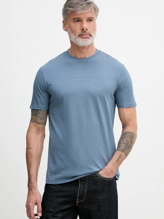 Zdjęcie produktu Armani Exchange T-shirt basic męski bawełniany niebieski