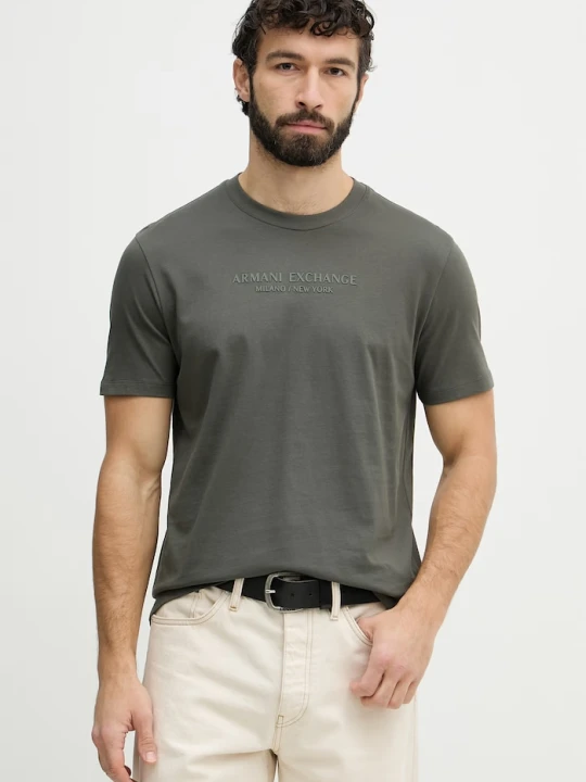 Zdjęcie produktu Armani Exchange T-shirt basic męski bawełniany zielony