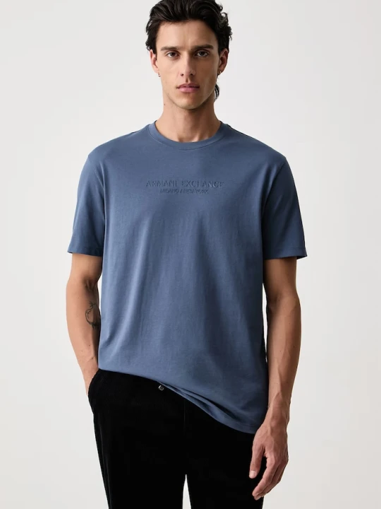 Zdjęcie produktu Armani Exchange T-shirt basic męski bawełniany niebieski