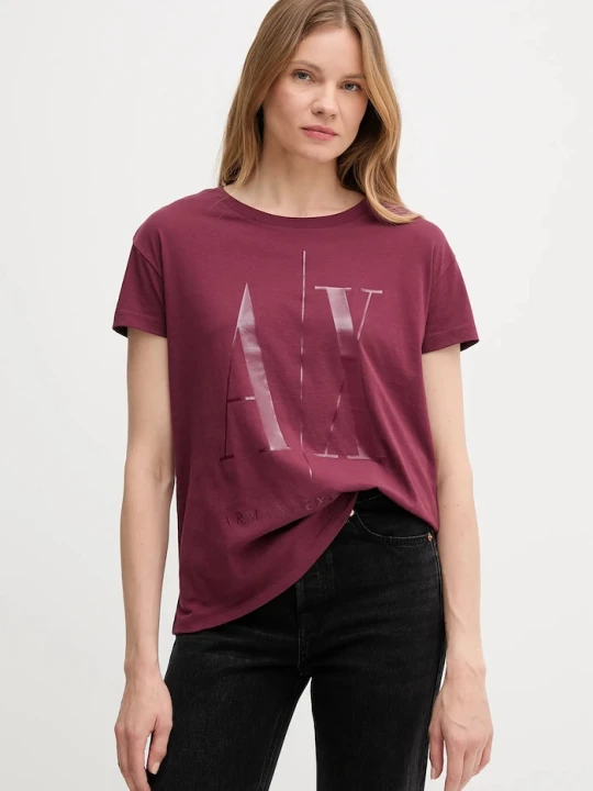 Zdjęcie produktu Armani Exchange t-shirt bawełniany bordowy