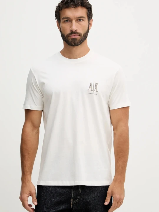 Zdjęcie produktu Armani Exchange T-shirt męski bawełniany beżowy