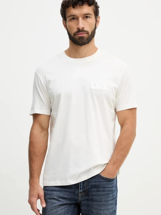 Zdjęcie produktu Armani Exchange t-shirt bawełniany beżowy