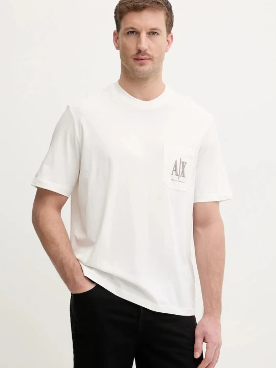 Zdjęcie produktu Armani Exchange t-shirt bawełniany beżowy