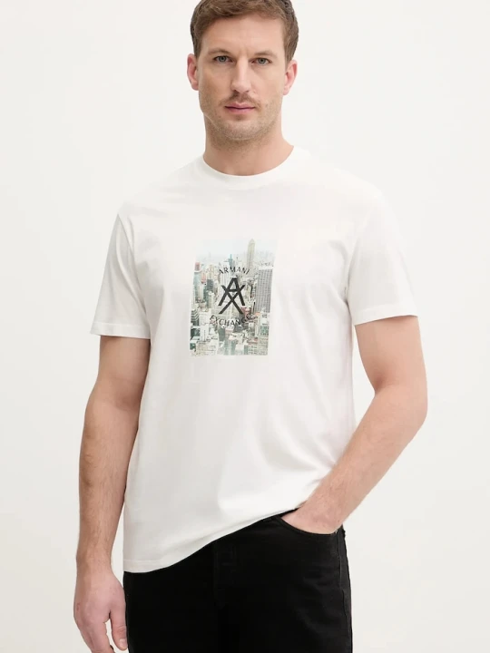 Zdjęcie produktu Armani Exchange t-shirt bawełniany beżowy