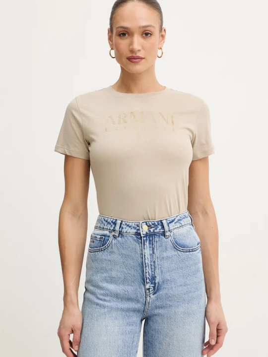 Zdjęcie produktu Armani Exchange t-shirt bawełniany beżowy