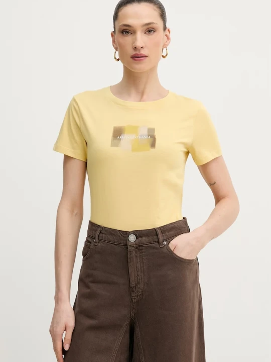Zdjęcie produktu Armani Exchange t-shirt bawełniany żółty