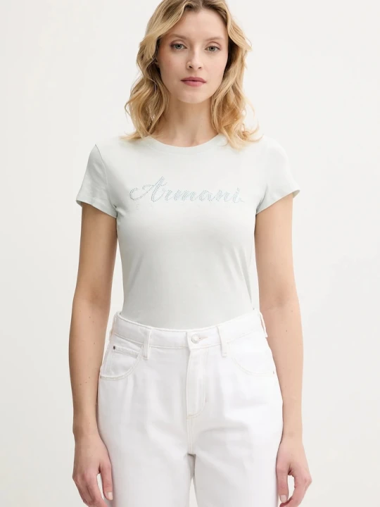 Zdjęcie produktu Armani Exchange t-shirt bawełniany turkusowy