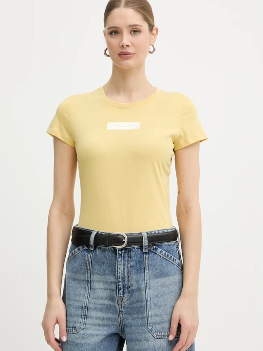Zdjęcie produktu Armani Exchange t-shirt bawełniany żółty