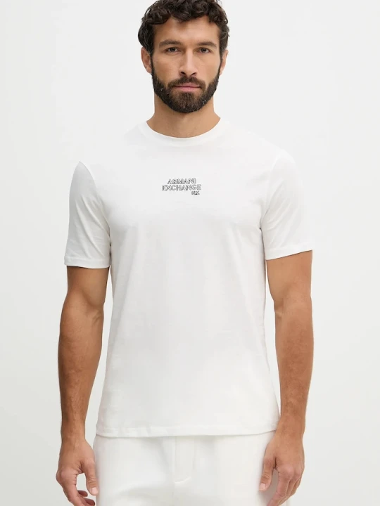 Zdjęcie produktu Armani Exchange t-shirt bawełniany beżowy