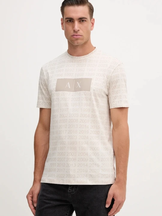 Zdjęcie produktu Armani Exchange t-shirt bawełniany beżowy