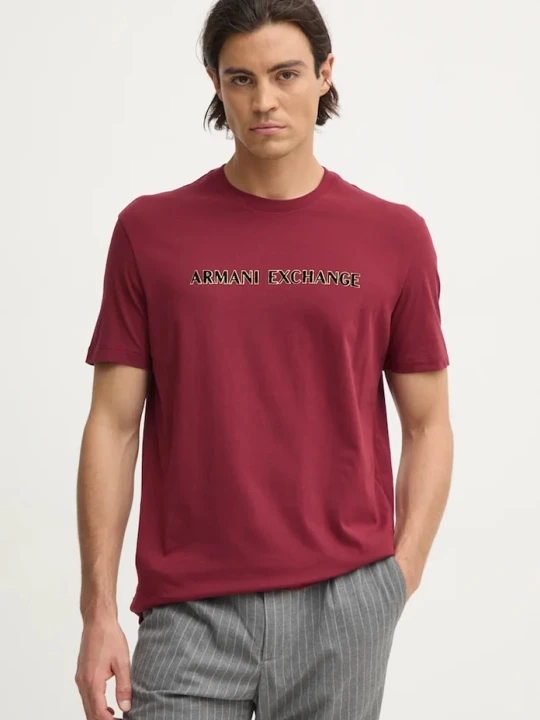 Zdjęcie produktu Armani Exchange t-shirt bawełniany bordowy