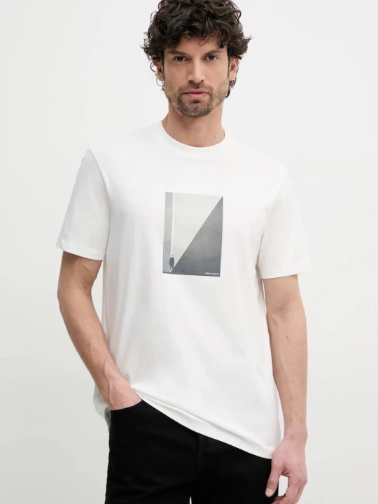 Zdjęcie produktu Armani Exchange t-shirt bawełniany beżowy
