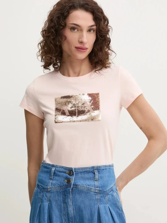Zdjęcie produktu Armani Exchange t-shirt bawełniany pomarańczowy