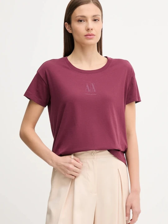 Zdjęcie produktu Armani Exchange t-shirt bawełniany bordowy