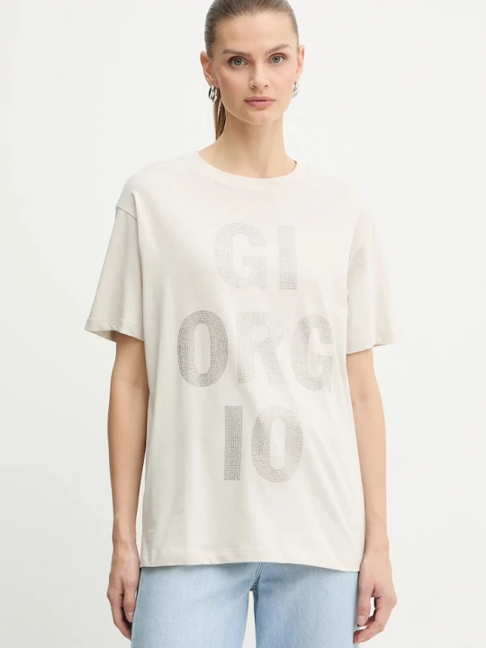 Zdjęcie produktu Armani Exchange t-shirt bawełniany beżowy