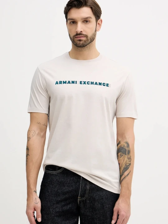 Zdjęcie produktu Armani Exchange t-shirt bawełniany beżowy