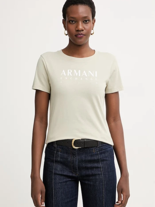 Zdjęcie produktu Armani Exchange T-shirt damski bawełniany zielony